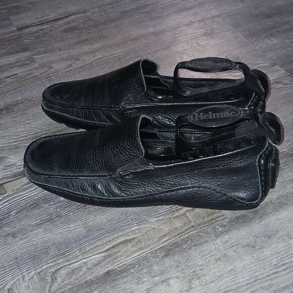 Saks Fifth Ave Men Black Leather Loafers Driving Shoes Sz 7 - Picture 3 of 8